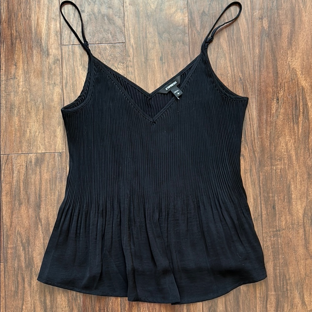 Express Black Pleated Camisole with Spaghetti Straps